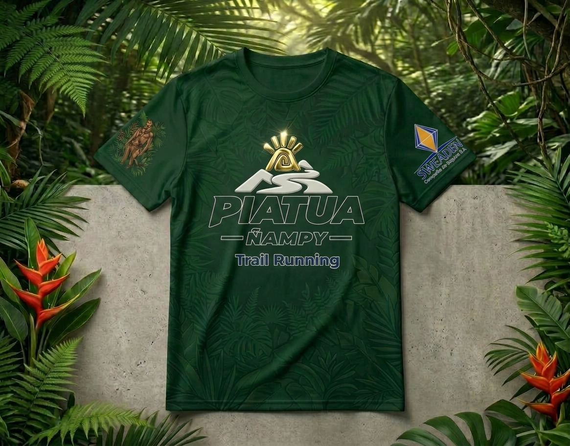 Camiseta oficial verde de Piatúa Ñampy Trail Running